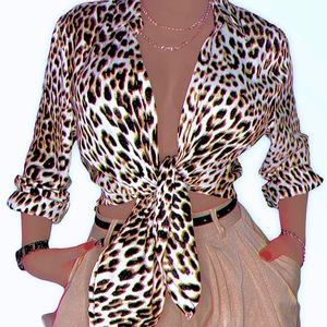 Leopard Print Chiffon Button Up Shirt